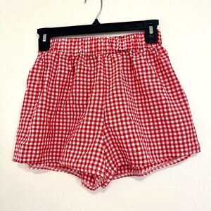 Red Gingham Women's Elastic-Waist Shorts